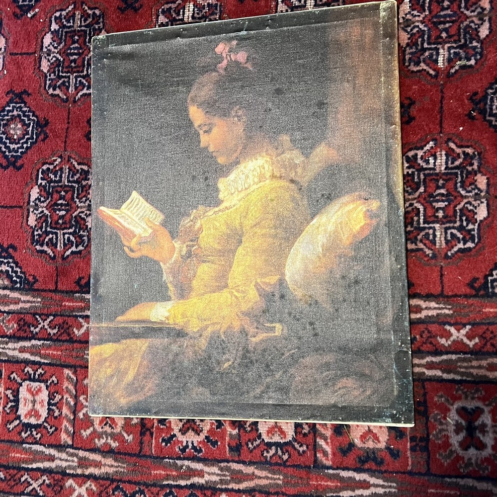 Vintage Muchacha Leyendo Jean Honore Fragonard Shorewood Canvas Lithograph Print